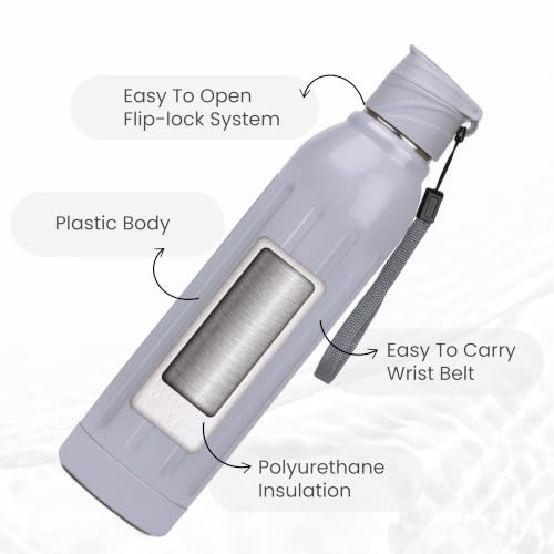 Image of FLAIR Arrow 900 Stainless Steel Water Bottle Set of 2 (650 ml Each), Grey, Hot & Cold, Leakproof, BPA-Free, ISI Certified, Stainless Steel Bottle for Office, Gym, Travel, Trekking & Outdoor Sports