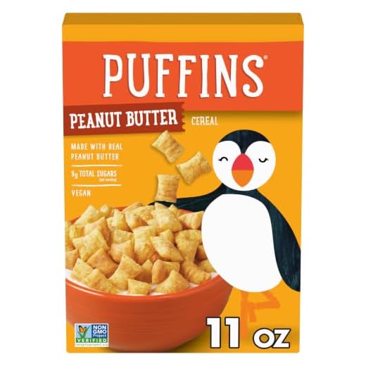 Barbara's Puffins Peanut Butter Cereal, Vegan, Kosher, Non-GMO Project Verified, 11 oz Box (Pack of 1)