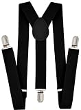 Trilece Black Suspenders for Boys Kids Girls and Toddlers Baby - Adjustable Elastic 1 inch Wide Y Sh
