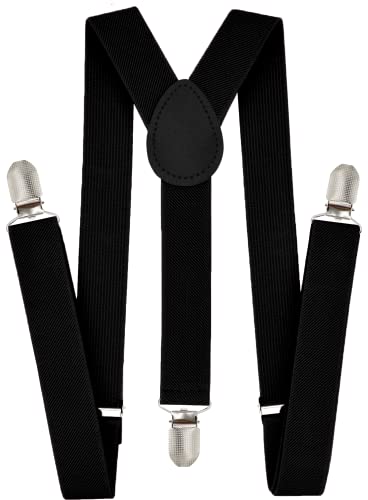 Trilece Black Suspenders For Boys Kids Girls And Toddlers Baby - Adjustable Elastic 1 Inch Wide Y Shape Suspender Strong Clips - 1St Birthday Smash Cake Costume Accessory (6 Years To 5 Feet Tall, Black) #TOP17
