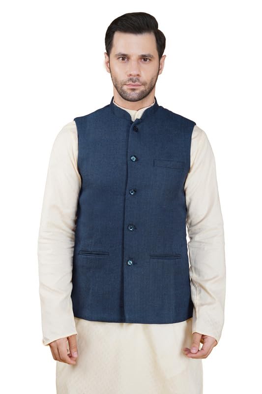 Image of VASTRAA FUSION Men's Traditional Woolen Nehru Jacket Modi Waistcoat