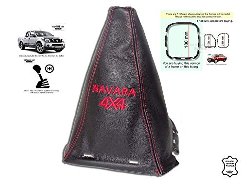 The Tuning Shop - Funda para palanca de cambios (con marco de plástico de 180 mm, piel, bordado, color rojo