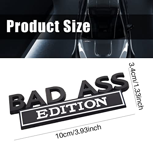 Image of 3D Metal Emblem Decal,Bad Ass Edition Emblem,Car Decoration Decal,Car Badge for Bumper,Universal Car Emblem Logo,Car Side Fender Rear Trunk Emblem(Black+White,1PC)