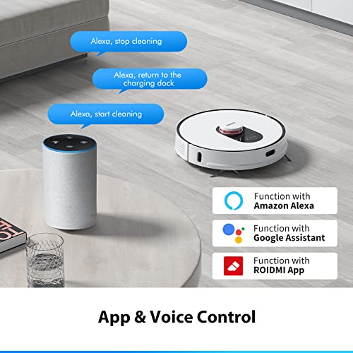 ROIDMI EVE Plus Zuig- en dweilrobot met afzuigstation (3 l), 2700 Pa laser navigatiestofzuiger, robot, 3D-obstakelherkenning, kamerkaart, wifi/APP voor dierenharen, tapijten, harde vloeren, wit - Image 7