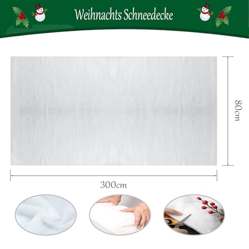 ASOENTIWOX Schneedecke Deko (80x300cm) Weihnachten Kunstschnee, Schneewatte, Kunstschnee Matte, Schneewatte Deko, Deko Schnee Weihnachten Dekoration für Weihnachtsdorf Deko, Weihnachtsbaum Blanket