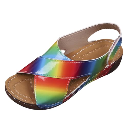 Genérico Zapatos Mujer Ancho Especial Plataforma Cómodas Sandali Donna Estive Ortopedici con Sportivi Scarpe Antiscivolo Sandalo Comodi Leggeri Ciabatte Sandalia Dorada Mujer (Blue,36)