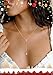 Picuzzy Lariat 14K gold Plated Necklace for Women, Dainty Silver Plated Y Pendant Necklaces Cubic Zirconia Beaded Chain Necklaces Fashion Jewelry Christmas Gifts