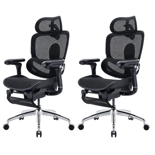 Image of SIHOO Doro C300 Pro V2 Ergonomic Office Chair with Footrest & Full-Body Adaptive Support, 8D Armrests & Breathable Mesh, Comfy High Back Desk Chair for Long Hours, 135 Recline,2 Packs, Jet Black