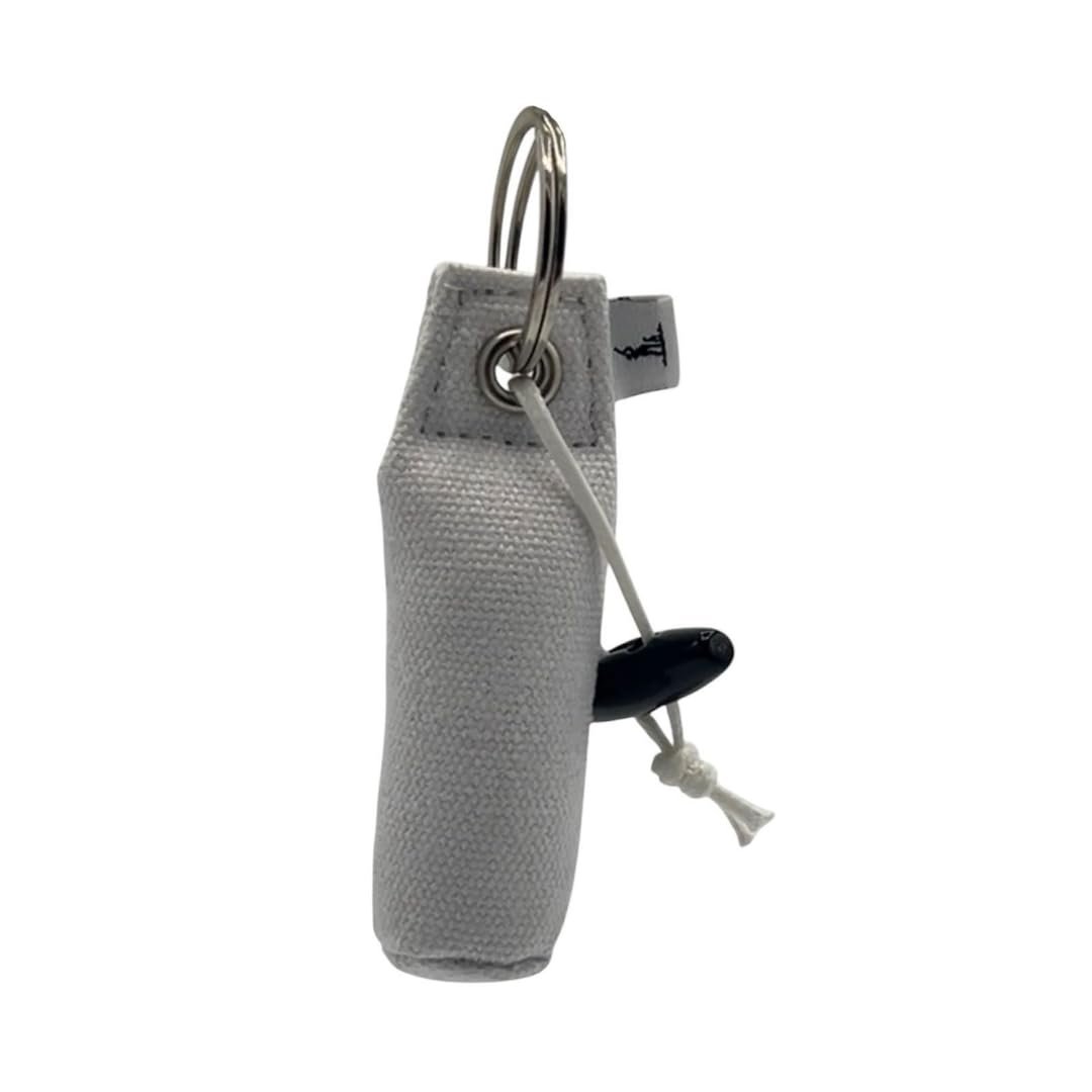 Dog and Field Dummy Keyring - White. Novelty Keyring, Micro Canvas Dummy Keychain Accessory for Dog Lovers, White