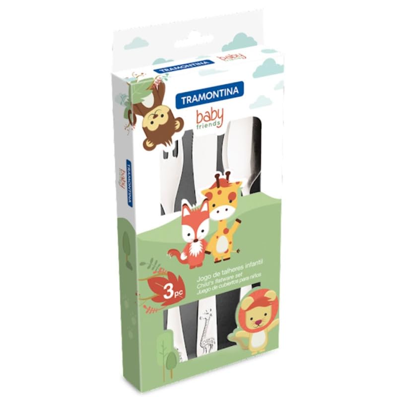 Tramontina Kinderbesteck Set 3-teilig - Edelstahl Babybesteck Mit Relief