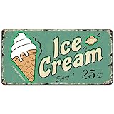 CUNUHUK Ice Cream Tin Sign Funny Candy Store Wall Art Poster Vintage Metal Hanging Plaque Home Decor for Sweet Shop Bar Kitchen Coffee Corner Indoor Outdoor 6x12 Inch