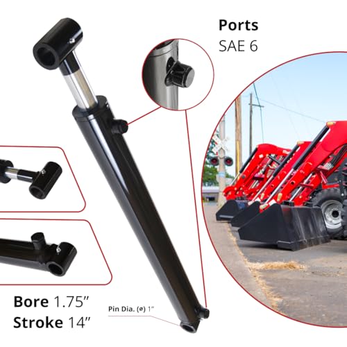 Image of Magister Hydraulic Cylinder 1.75 inch Bore x 14 inch Stroke, Loader Welded Hydraulic Ram with Cross Tube Ends, Double Acting Hydraulic Piston 3500 PSI (WLD 1.75x14)
