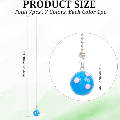 Image of CRASPIRE 7 Colors Soccer Ceiling Fan Pull Chain Lighting Lamp Extender Football Charm Pendant Decorative Adjustable Decorative 12.4in Extension Connector Ball Bead Cord Replacement Hanging Ornaments