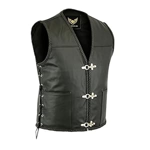 Leatherick lederen biker-gilet in vishaakstijl voor heren