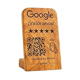 zatec Soporte para Reseñas Google con NFC + QR – Madera de Olivo Artesanal – Aumenta Valoraciones – Ideal para Restaurantes y Comercios