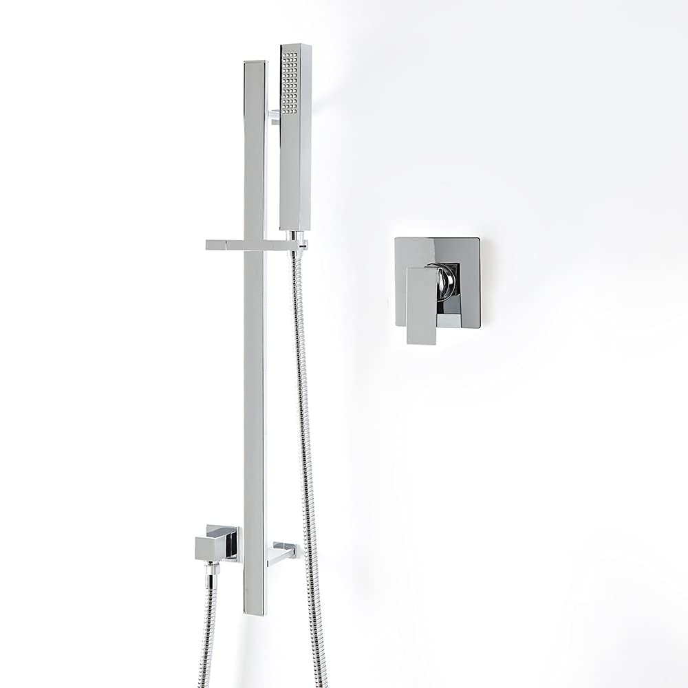 Milano Arvo Manual Mixer Valve Riser Rail Hand Shower Handset Hose Outlet Elbow - Chrome
