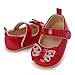 WILLFUN Baby Girls Mary Jane Flats Sparkly Bowknot Princess Dress Crib Shoes Non-Slip for Toddler First Walkers, Red