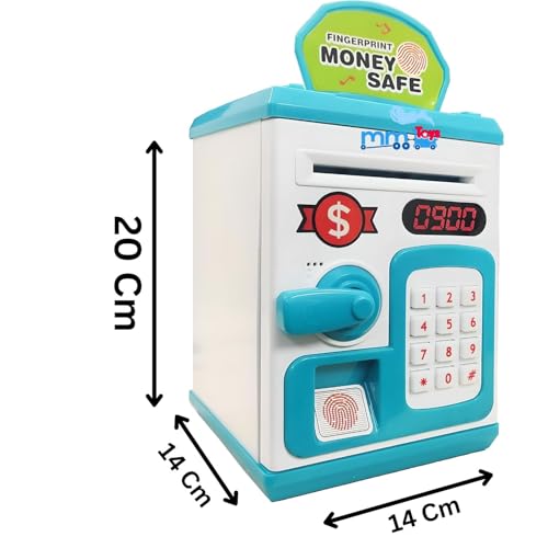 Image of ATM Money Saving Box with Fingerprint Touch and Lock, Light & Music, Coin and Paper Money Deposit | Piggy Bank for Kids | Money Bank for 3 to 10 Year - Color As Per Availability