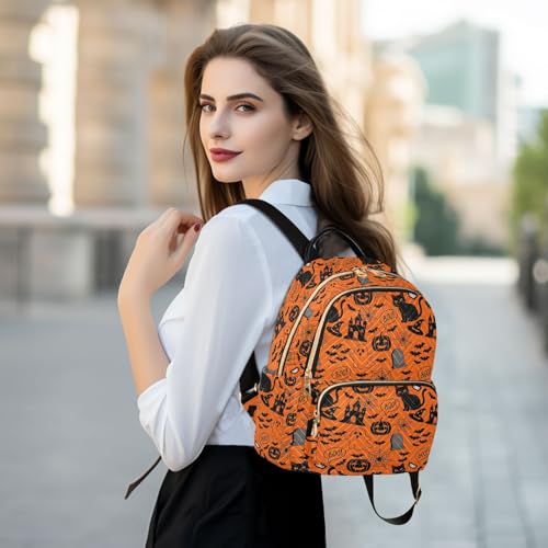 Image of ALAZA Halloween Orange Festive Women Backpack Purse Ladies Fashion Shoulder Bag Daypack Travel Bag 10L