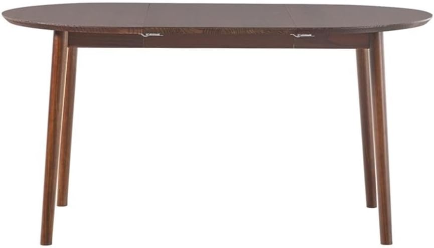 Pemberly Row Oval Solid Wood Dining Table, Walnut Finish, Removable Leaf, 30"H x 40-60"W x 36"D, Mid-Century Modern Design, Seats 4-6, Space-Saving Dining Room Table for Everyday or Special Occasions