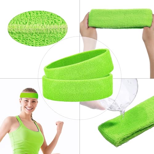 Image of Bememo 12 Pcs Sweatbands Sport Headbands for Men & Women Basketball Headband Sport Competitions Sweat Headbands Running Terry Cloth Moisture Wicking for Yoga,Tennis,Gym,Exercise