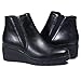 AUPEWEL Women's Ankle Boots with Wedge Heel & Elastic Side Band, Comfortable Round Toe Zip-Up Classic Booties