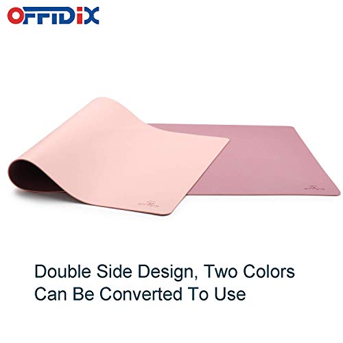 OFFIDIX Large Office Mouse Pad, 32\"x16\" Non-Slip PU Leather Two Colors Desk Mat Dual-Sided Waterproof Desktop Pad Protector Gaming Writing Mat for Office and Home (Pink and Purple, Dual-Sided)