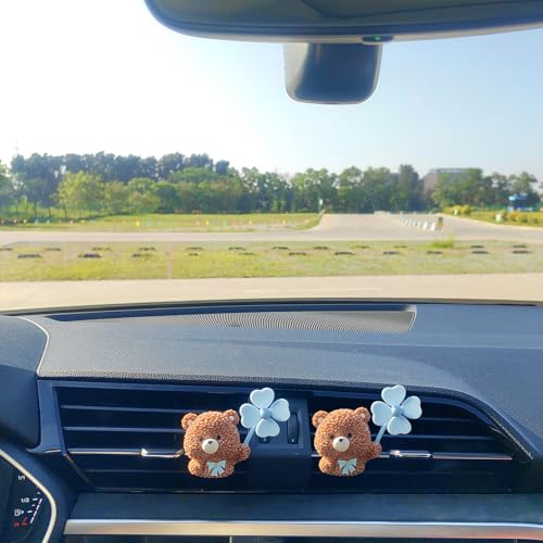 Image of Cute Car Air Freshener Vent Clips, 3D Animal with Mini Fan Diffuser Vent Clip, Air Conditioning Decoration Car Accessories for Women and Men