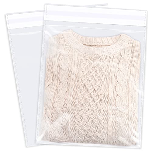 12" x 18" (500 Count) Clear Cellophane Bags - Self Sealing Cello Plastic Poly Bags- for Clothing, T-Shirts, Pants 12" x 18" 500 Pack