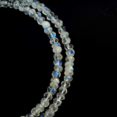 Gempires Rainbow Moonstone Rondelle Beaded Choker Necklace, Moonstone Beads Necklace, Energy Healing Crystals, Silver Plated Chain, Gift For Her, June Birthstone Jewelry For Women,18 Inch Aa+ Quality #TOP3