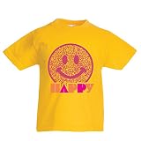 lepni.me T-Shirt pour Enfants Émotion Souriante Émoticône Joyeux inspiré Mignon (7-8 Ans Jaune Multicolore)
