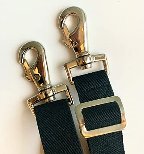 Image of Majestic Ally Pack of 2 Adjustable Length Horse Blanket Sheet Replacement Elastic Leg Strap with Double Swivel Snaps (Black)