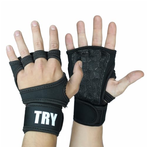 VIKZON. Guantes de Crossfit y Gimnasio de Alta Resistencia con Muñequeras Integradas – Ideal para Entrenamiento de Pesas y Calistenia, Duraderos y Confortables para Gym. Guantes Gimnasio Hombre (L)