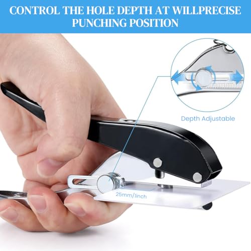 Image of Serplex Manual Hole Punch Kit Heavy Duty Spring Loaded Hole Punch, 10mm Hole Size, Maximum Thickness 1.2mm Punching Tool for Wooden Edge Bands, Plastic Sheets, Paper, with Drill & Drill Stop Collar