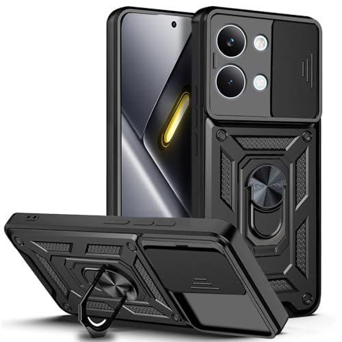 Image of AESTMO Tough Armor Poco X8 Pro Max 5G Bumper Back Case Cover | Ring Holder & Sliding Camera Shield Cover | 360 Degree Protection Back Case Cover for Poco X8 Pro Max 5G (Black)