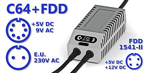 C64 FDD Dual PSU OLED Digital Gray EU - Ersatz-Netzteil Commodore 