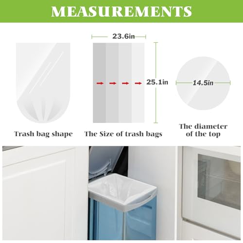 Image of 10 Gallon 200 Counts Extra Strong Trash Bags Tall Kitchen Garbage Bags by Teivio, 9 Gallon 10 Gallon 11 Gallon,Bathroom Trash Can Bin Liners, Intended for Home,Plastic Bags for office kitchen, Clear