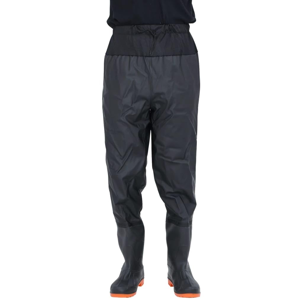 Homgoday Traje Vadeador de Cintura con Botas, Impermeable, Negro, Poliéster PVC, Talla 43