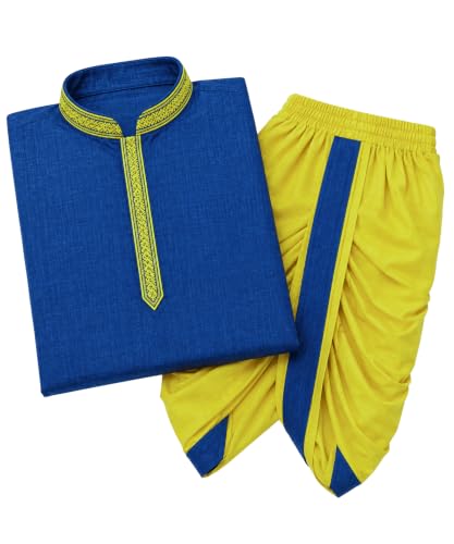 Image of Boys Ethnic Kurta & Elastic Waist Dhoti Set