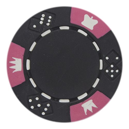 Brybelly Crown & Dice Poker Chip Heavyweight 14-Gram Clay Composite â€“ Pack of 50 (Black)