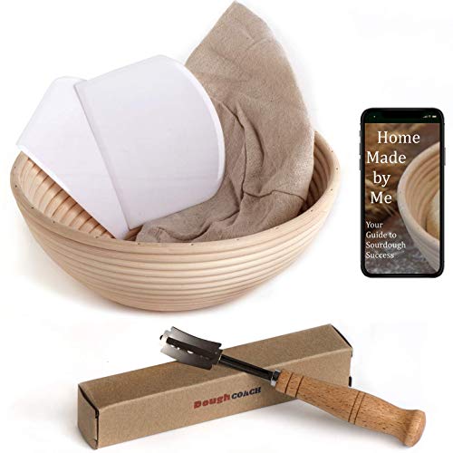 9 inch Banneton Bread Proofing Basket Baking Set Artisan Bread Sourdough Starter Kit Gift for Bakers