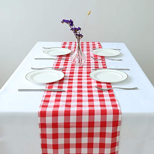 Zdada Tischläufer aus Polyester, kariert, 33 x 182,9 cm, Rot und Weiß Cover