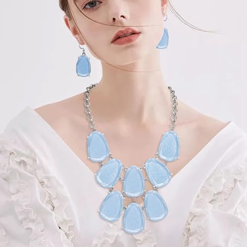 Firstmeet Chunky Bubble Statement Collar Necklace with Earrings for Women2