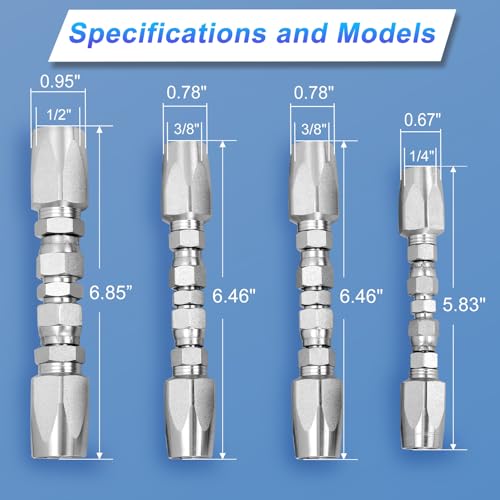 Image of 4pcs Reusable Hydraulic Hose Repair Kit,1 /4 inch,3 /8 inch,1 /2 inch Inner Diameter Compatible with SAE 100R2 R16 R17 R19 2-wire Hydraulic Hoses,Can Quickly Repair Hydraulic Hose Faults, Reusable Hydraulic Fitting