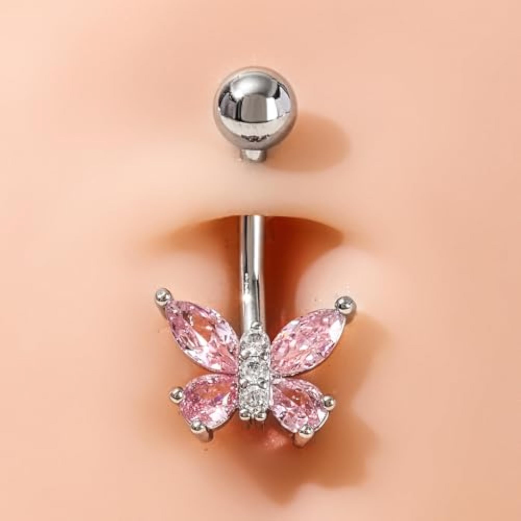 Butterfly Multicolor Crystal Belly Button Rings