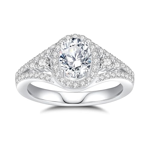 Moissanite Rings for Women Different Cut Engagement Rings for Wife Her S925 Sterling Silver Rings for Wedding Valentines Anniversary