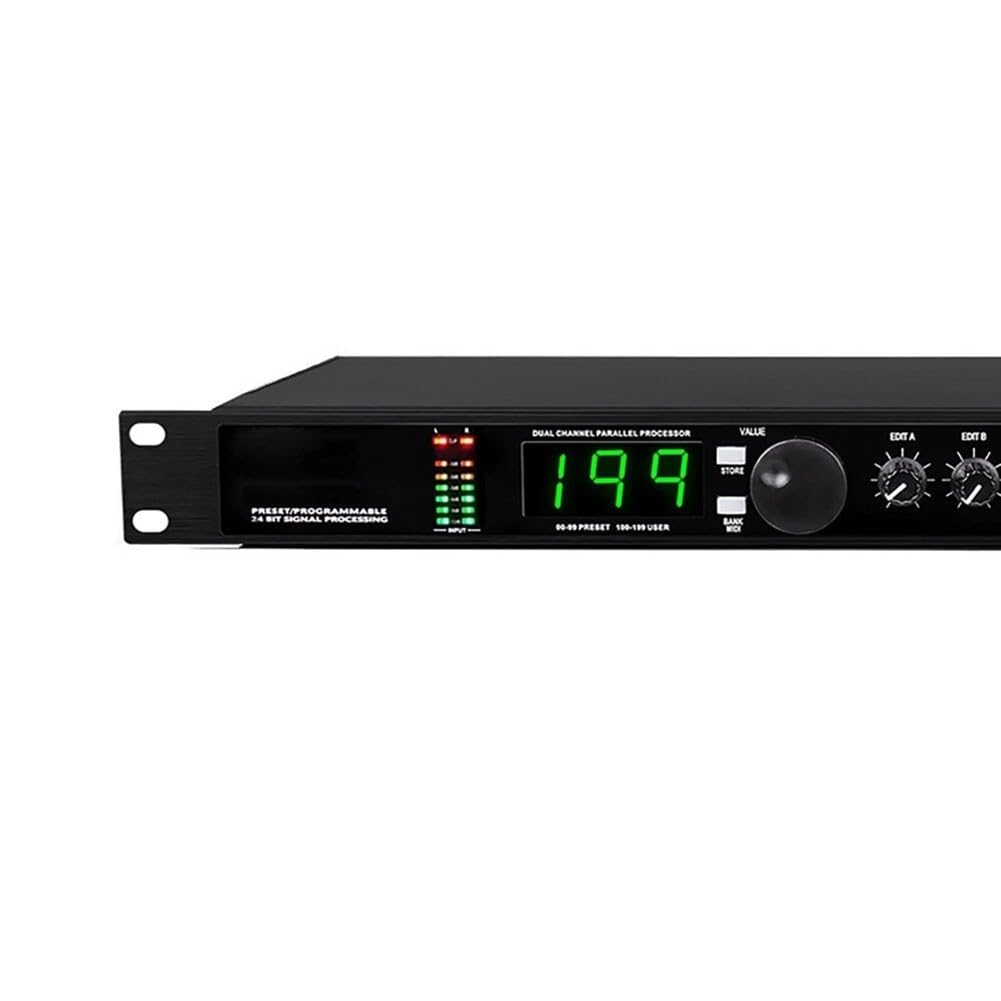 Gax-4II Pro Digital Reverb Audio Procesador para efectos DSP Voz Micrófono Ecualizador 99 Presets 199 Memoria Metal Negro Estudio Escenario