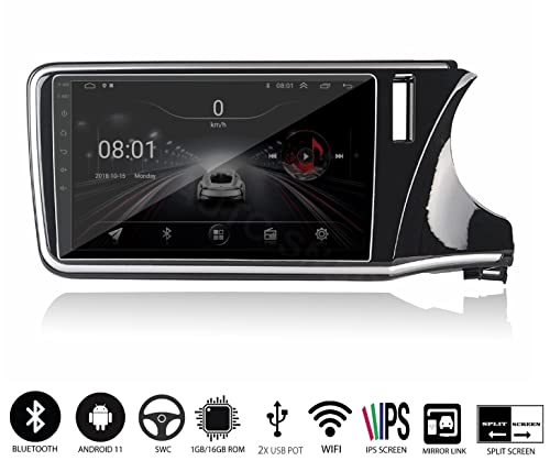 Image of AUTO SNAP 9 Inches 22cm Touch Screen Android 12 Gorilla Glass IPS Display Car Stereo with 2GB RAM /16 GB ROM GPS /Wi-Fi /Navigation /Steering Wheel Controls Mirror Link Compatible for Hyundai Aura