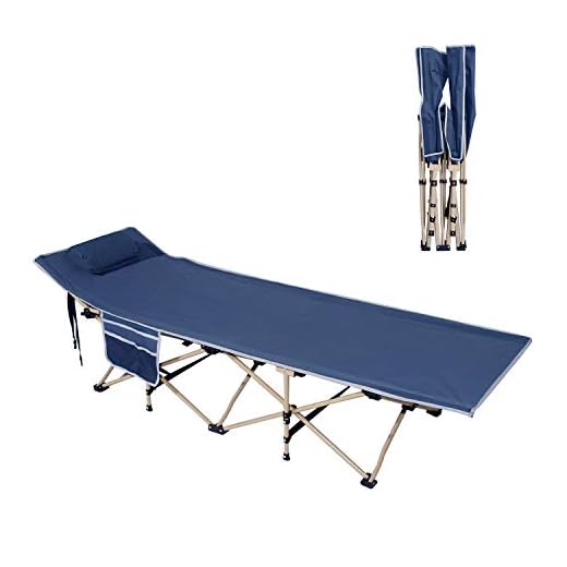 DandHome 1200D Oxford bärbar hopfällbar säng camping barnsäng hem avslappning med förvaringsväska och gratis kudde stark stabil, marinblå