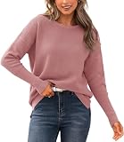 Picture of BTFBM Trendy Fall Sweater Oversized Sweater for Women Long Sleeve Pullover Tops Loose Fit Halloween Sweater(Dusty Pink,X-Large)
